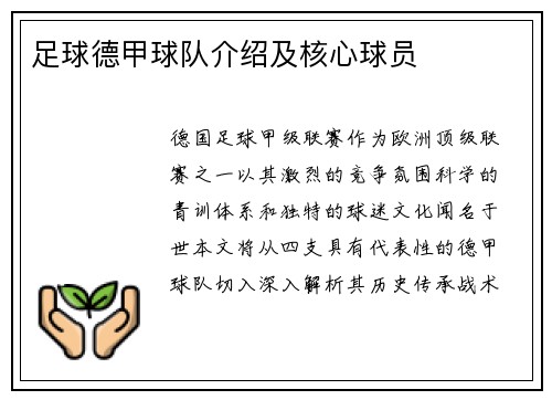 足球德甲球队介绍及核心球员